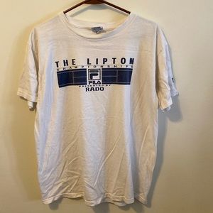 FILA The Lipton Championships Radio Tee Shirt white Large VTG